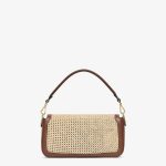 Baguette Brown Leather and Macramé Bag - Image 3